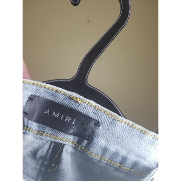 AMIRI - Thrasher Skinny-Fit Appliquéd Distressed Denim Jeans - Blue Size 34/32 - Picture 5 of 5